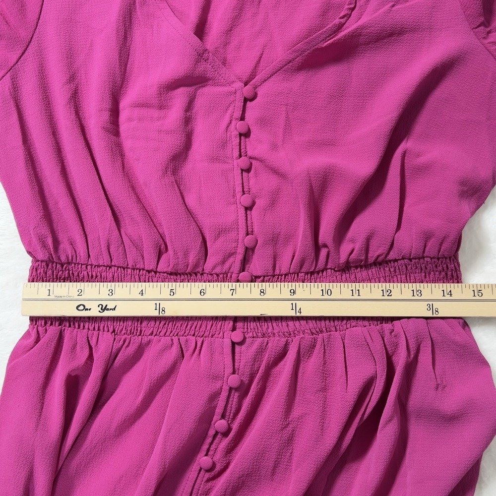 City Chic Zadie Shirred Waist Button Front Maxi Dress Sz XS/14 Pink 3/4 Sleeve - Picture 13 of 15
